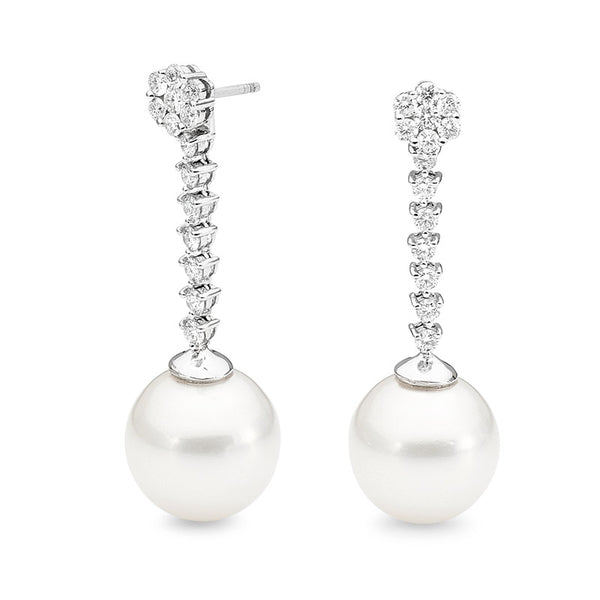 Diamond earrings with pearl on sale drop