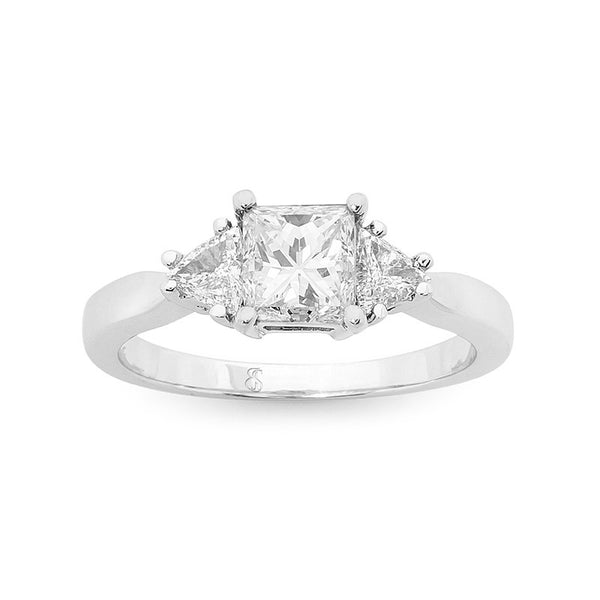 Trilogy princess online cut diamond ring