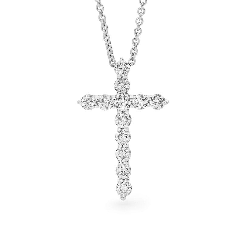 Unique Large Diamond Cross Necklace 1/5 Carat White Gold