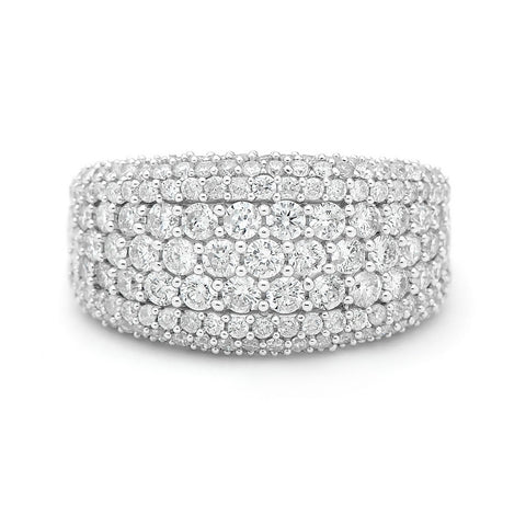 Diamond dress ring pave set semi domed in 18ct white gold 2.00ct