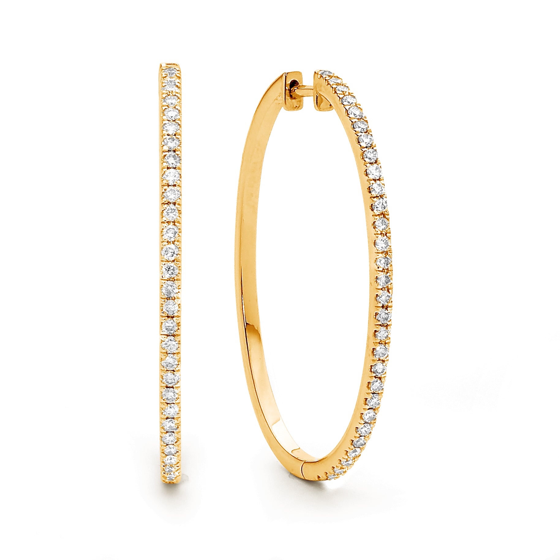 14kt Yellow Gold Hoop Earrings with Marquise Diamond Drops - Freedman  Jewelers