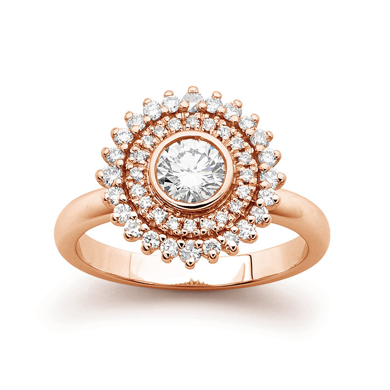 Diamond double fancy vintage halo engagement ring 0.50ct RBC